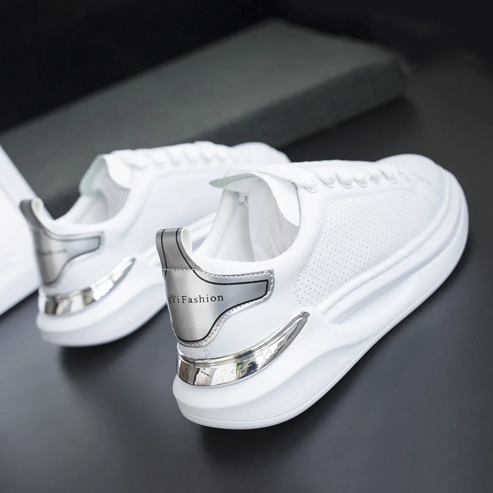 Zapatillas Blancas para Hombre y Mujer – Suela Gruesa y Estilo Deportivo