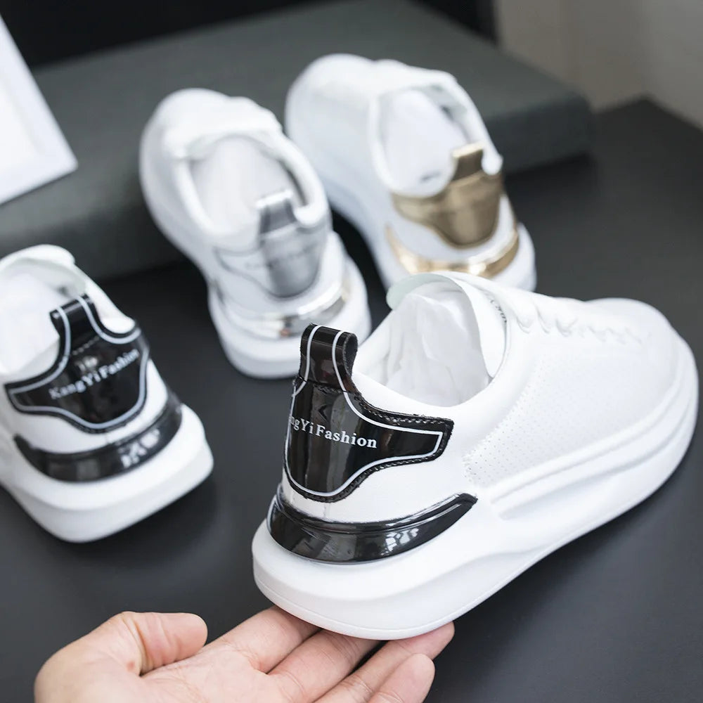 Zapatillas Blancas para Hombre y Mujer – Suela Gruesa y Estilo Deportivo