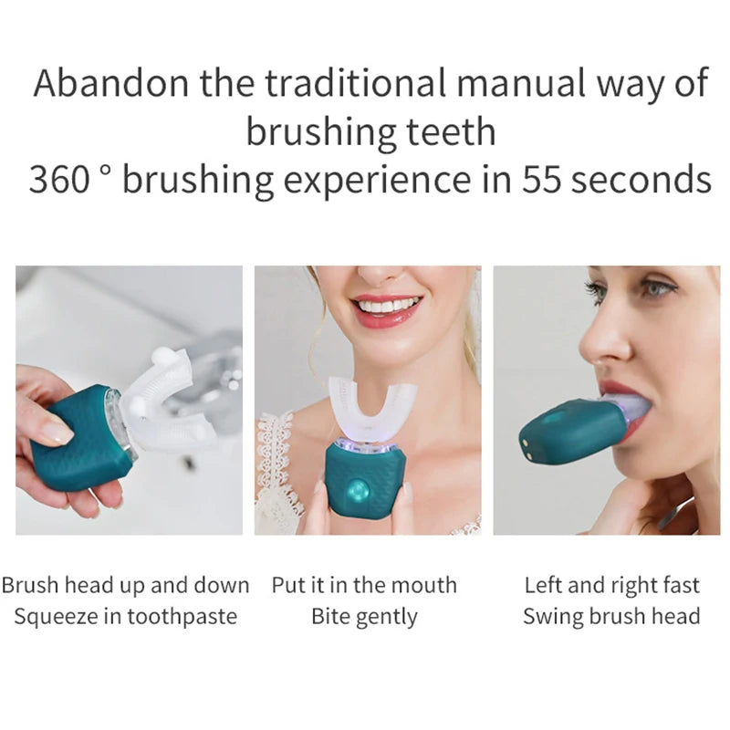 Cepillo de Dientes Eléctrico Ultrasónico 360° – Limpieza Profunda y Blanqueamiento (Silicona Suave)